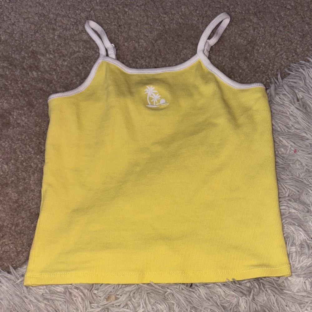 art class Yellow Camisole with Palm Tree Embroidery